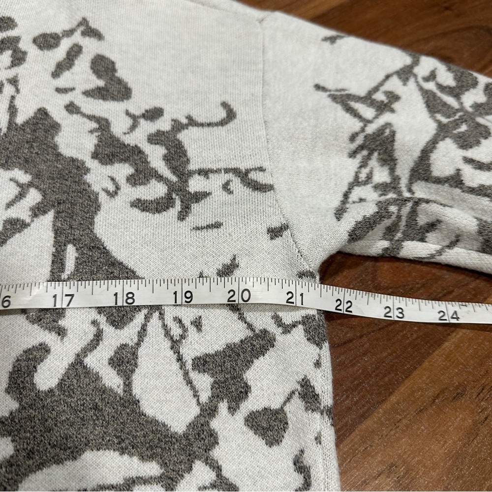 Nic+Zoe Snowbird Sweater Pullover Graphic Knit Neutral Cream Grey Medium - Picture 7 of 11